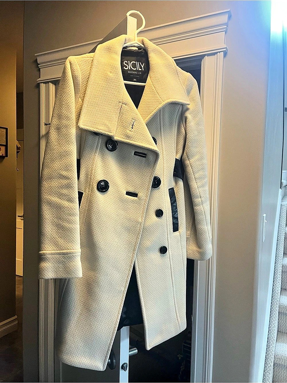 Sicily Textured Belted Trench Coat XS Like New